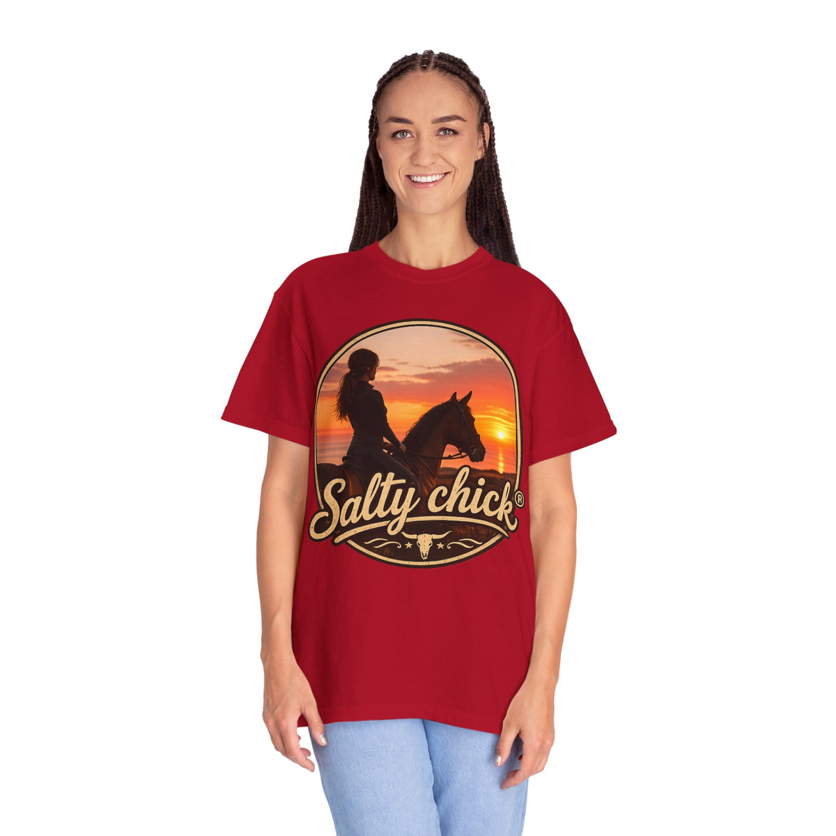 Salty Chick Sunset Ride Garment-Dyed Cotton Tee – Coastal Life