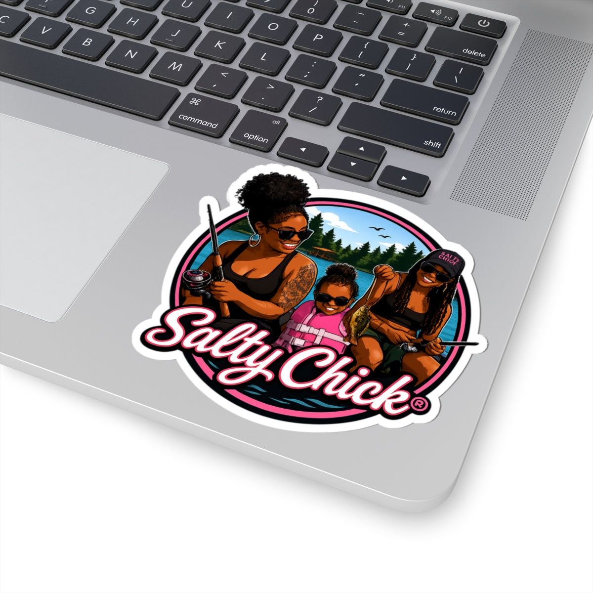 Salty Chick Mom & Child Fishing Kiss-Cut Vinyl Sticker