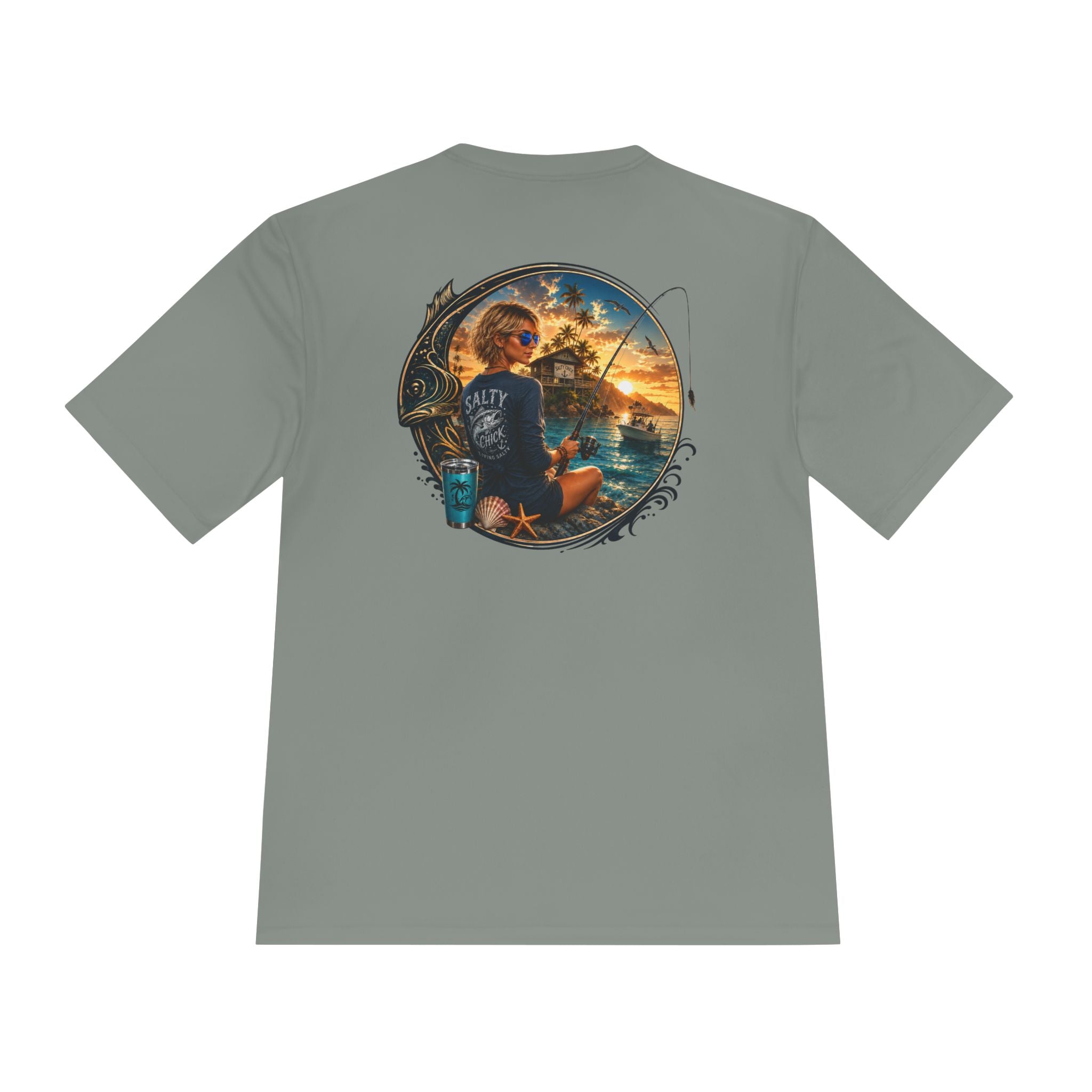 Salty Chick Hooked Moisture Wicking Tee – Fishing