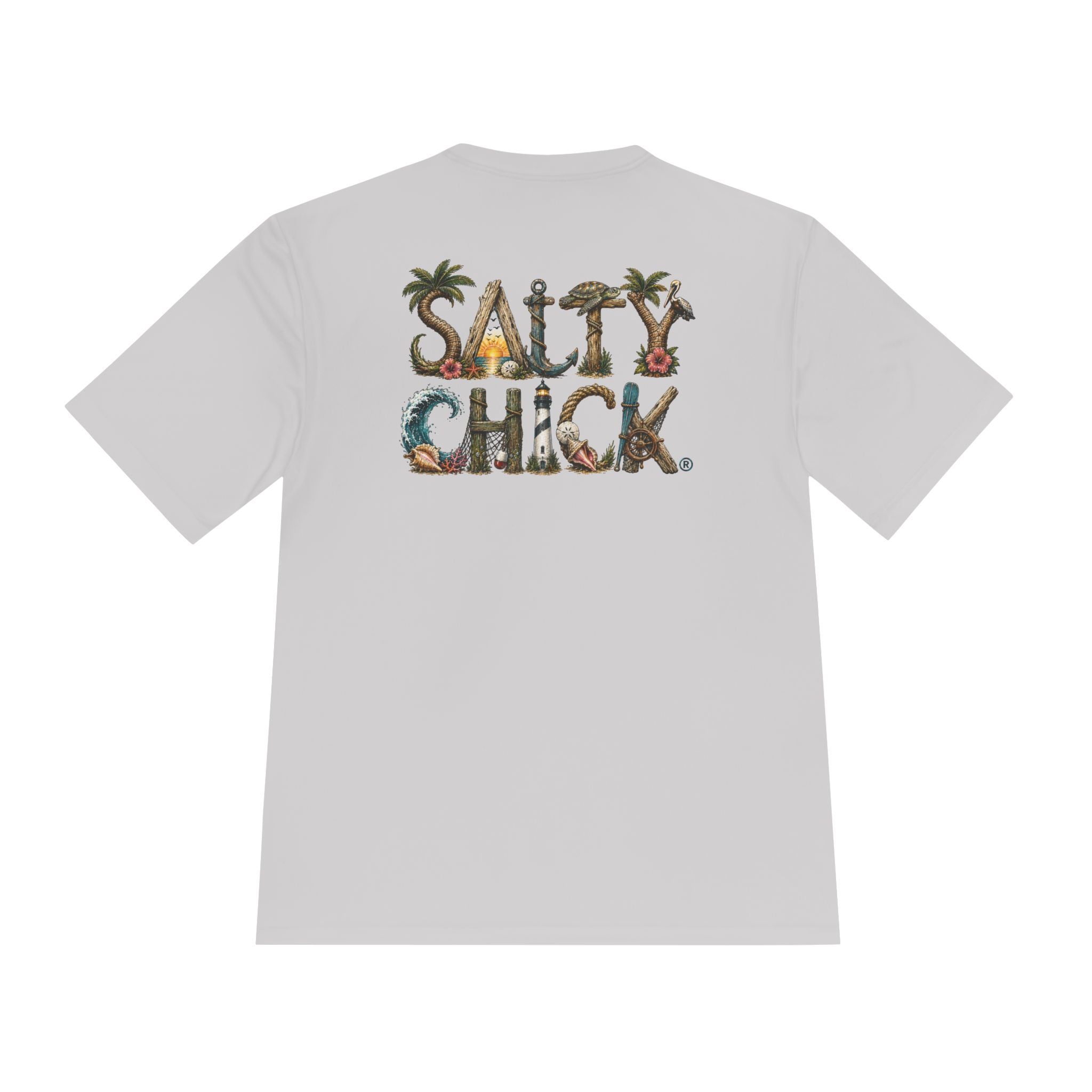 Salty Chick Lettering Moisture Wicking Short Sleeve – Coastal Life