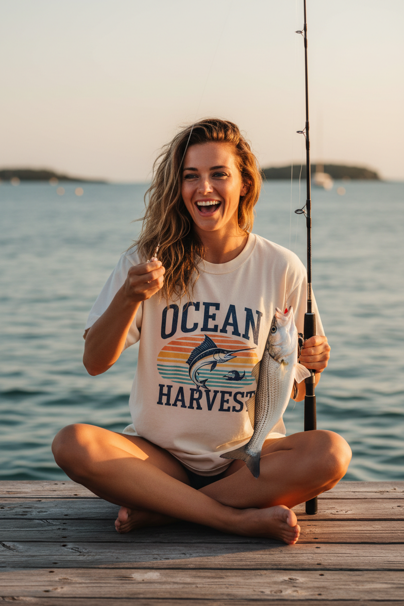 Salty Chick Hooked & Happy Heavy Cotton Tee – Fishing
